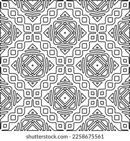 
Stilvolle Textur mit Figuren aus Linien.
Abstraktes geometrisches Schwarz-Weiß-Muster für Webseiten, Texturen, Karten, Plakate, Gewebe, Textilien. Monochrome grafische Wiederholungsdesign. 