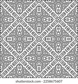 Stylish texture with figures from lines.
Abstract geometric black and white pattern for web page, textures, card, poster, fabric, textile. Monochrome graphic repeating design. 