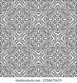 Textura elegante con figuras de líneas.
Resumen de patrones geométricos en blanco y negro para página web, texturas, tarjeta, afiche, tela, textil. Diseño repetitivo gráfico monocromo. 