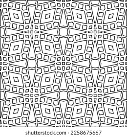 
Stylish texture with figures from lines.
Abstract geometric black and white pattern for web page, textures, card, poster, fabric, textile. Monochrome graphic repeating design. 