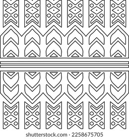 Stilvolle Textur mit Figuren aus Linien.
Abstraktes geometrisches Schwarz-Weiß-Muster für Webseiten, Texturen, Karten, Plakate, Gewebe, Textilien. Monochrome grafische Wiederholungsdesign. 
