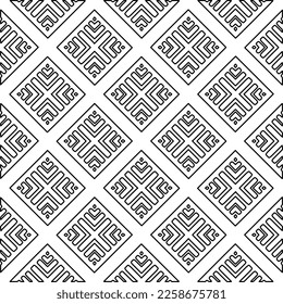 Stylish texture with figures from lines.
Abstract geometric black and white pattern for web page, textures, card, poster, fabric, textile. Monochrome graphic repeating design. 