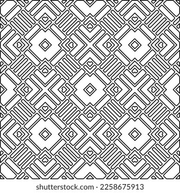 Stylish texture with figures from lines.
Abstract geometric black and white pattern for web page, textures, card, poster, fabric, textile. Monochrome graphic repeating design. 