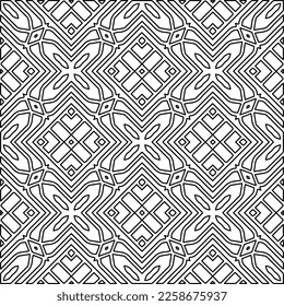 Stylish texture with figures from lines.
Abstract geometric black and white pattern for web page, textures, card, poster, fabric, textile. Monochrome graphic repeating design. 