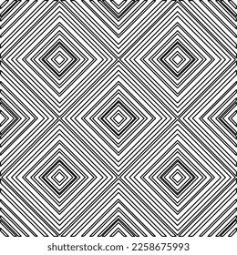 Stylish texture with figures from lines.
Abstract geometric black and white pattern for web page, textures, card, poster, fabric, textile. Monochrome graphic repeating design. 