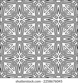 Stylish texture with figures from lines.
Abstract geometric black and white pattern for web page, textures, card, poster, fabric, textile. Monochrome graphic repeating design. 