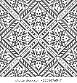 Stylish texture with figures from lines.
Abstract geometric black and white pattern for web page, textures, card, poster, fabric, textile. Monochrome graphic repeating design. 