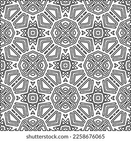Textura elegante con figuras de líneas.
Resumen de patrones geométricos en blanco y negro para página web, texturas, tarjeta, afiche, tela, textil. Diseño repetitivo gráfico monocromo. 
