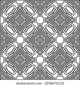 Stylish texture with figures from lines.
Abstract geometric black and white pattern for web page, textures, card, poster, fabric, textile. Monochrome graphic repeating design. 