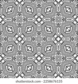 Stylish texture with figures from lines.
Abstract geometric black and white pattern for web page, textures, card, poster, fabric, textile. Monochrome graphic repeating design. 