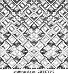 Stylish texture with figures from lines.
Abstract geometric black and white pattern for web page, textures, card, poster, fabric, textile. Monochrome graphic repeating design. 