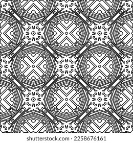 Stylish texture with figures from lines.
Abstract geometric black and white pattern for web page, textures, card, poster, fabric, textile. Monochrome graphic repeating design. 