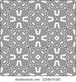 Stylish texture with figures from lines.
Abstract geometric black and white pattern for web page, textures, card, poster, fabric, textile. Monochrome graphic repeating design. 