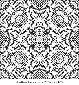 Stylish texture with figures from lines.
Abstract geometric black and white pattern for web page, textures, card, poster, fabric, textile. Monochrome graphic repeating design. 