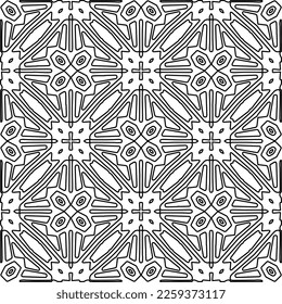 Stylish texture with figures from lines.
Abstract geometric black and white pattern for web page, textures, card, poster, fabric, textile. Monochrome graphic repeating design. 