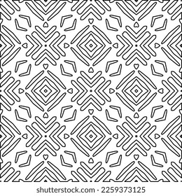 Stylish texture with figures from lines.
Abstract geometric black and white pattern for web page, textures, card, poster, fabric, textile. Monochrome graphic repeating design. 