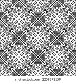 Stylish texture with figures from lines.
Abstract geometric black and white pattern for web page, textures, card, poster, fabric, textile. Monochrome graphic repeating design. 