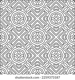 Stylish texture with figures from lines.
Abstract geometric black and white pattern for web page, textures, card, poster, fabric, textile. Monochrome graphic repeating design. 