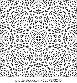 Stylish texture with figures from lines.
Abstract geometric black and white pattern for web page, textures, card, poster, fabric, textile. Monochrome graphic repeating design. 