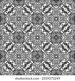 Stylish texture with figures from lines.
Abstract geometric black and white pattern for web page, textures, card, poster, fabric, textile. Monochrome graphic repeating design. 