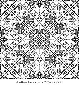 Stylish texture with figures from lines.
Abstract geometric black and white pattern for web page, textures, card, poster, fabric, textile. Monochrome graphic repeating design. 