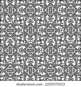 Stylish texture with figures from lines.
Abstract geometric black and white pattern for web page, textures, card, poster, fabric, textile. Monochrome graphic repeating design. 