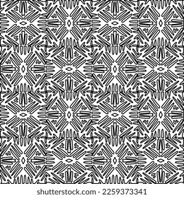 Stylish texture with figures from lines.
Abstract geometric black and white pattern for web page, textures, card, poster, fabric, textile. Monochrome graphic repeating design. 