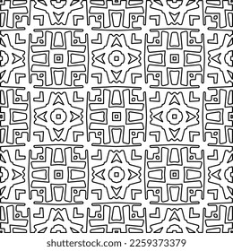 Stylish texture with figures from lines.
Abstract geometric black and white pattern for web page, textures, card, poster, fabric, textile. Monochrome graphic repeating design. 