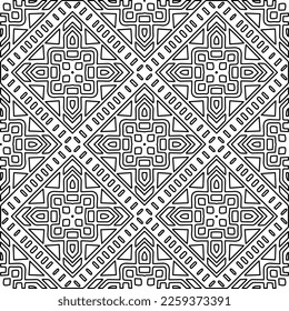 Stylish texture with figures from lines.
Abstract geometric black and white pattern for web page, textures, card, poster, fabric, textile. Monochrome graphic repeating design. 