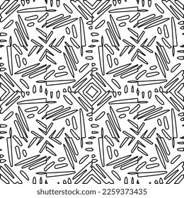 Textura elegante con figuras de líneas.
Resumen de patrones geométricos en blanco y negro para página web, texturas, tarjeta, afiche, tela, textil. Diseño repetitivo gráfico monocromo. 