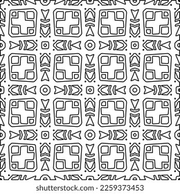 Stylish texture with figures from lines.
Abstract geometric black and white pattern for web page, textures, card, poster, fabric, textile. Monochrome graphic repeating design. 