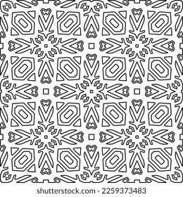 Stylish texture with figures from lines.
Abstract geometric black and white pattern for web page, textures, card, poster, fabric, textile. Monochrome graphic repeating design. 