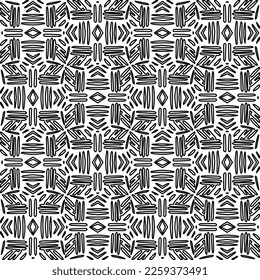 Stylish texture with figures from lines.
Abstract geometric black and white pattern for web page, textures, card, poster, fabric, textile. Monochrome graphic repeating design. 