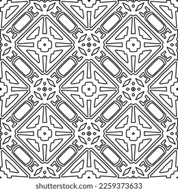 Stylish texture with figures from lines.
Abstract geometric black and white pattern for web page, textures, card, poster, fabric, textile. Monochrome graphic repeating design. 