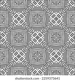 Stylish texture with figures from lines.
Abstract geometric black and white pattern for web page, textures, card, poster, fabric, textile. Monochrome graphic repeating design. 