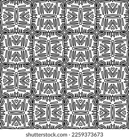 Stylish texture with figures from lines.
Abstract geometric black and white pattern for web page, textures, card, poster, fabric, textile. Monochrome graphic repeating design. 