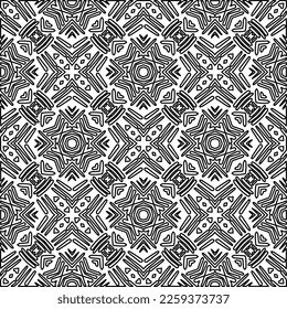Stylish texture with figures from lines.
Abstract geometric black and white pattern for web page, textures, card, poster, fabric, textile. Monochrome graphic repeating design. 