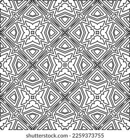 Stylish texture with figures from lines.
Abstract geometric black and white pattern for web page, textures, card, poster, fabric, textile. Monochrome graphic repeating design. 