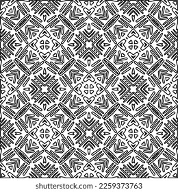 Stylish texture with figures from lines.
Abstract geometric black and white pattern for web page, textures, card, poster, fabric, textile. Monochrome graphic repeating design. 