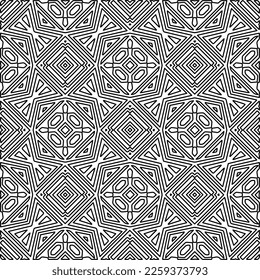 Stylish texture with figures from lines.
Abstract geometric black and white pattern for web page, textures, card, poster, fabric, textile. Monochrome graphic repeating design. 