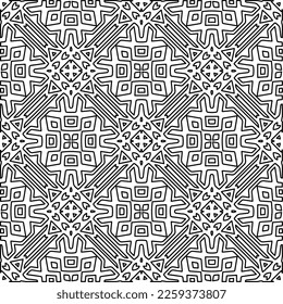 Stylish texture with figures from lines.
Abstract geometric black and white pattern for web page, textures, card, poster, fabric, textile. Monochrome graphic repeating design. 