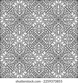 Stylish texture with figures from lines.
Abstract geometric black and white pattern for web page, textures, card, poster, fabric, textile. Monochrome graphic repeating design. 