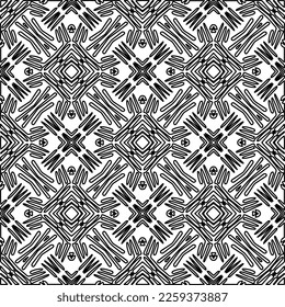 Stylish texture with figures from lines.
Abstract geometric black and white pattern for web page, textures, card, poster, fabric, textile. Monochrome graphic repeating design. 