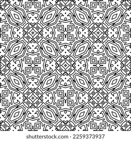Stylish texture with figures from lines.
Abstract geometric black and white pattern for web page, textures, card, poster, fabric, textile. Monochrome graphic repeating design. 