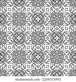 Textura elegante con figuras de líneas.
Resumen de patrones geométricos en blanco y negro para página web, texturas, tarjeta, afiche, tela, textil. Diseño repetitivo gráfico monocromo. 