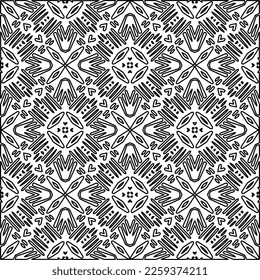 Stylish texture with figures from lines.
Abstract geometric black and white pattern for web page, textures, card, poster, fabric, textile. Monochrome graphic repeating design. 