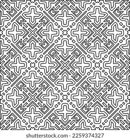 Stylish texture with figures from lines.
Abstract geometric black and white pattern for web page, textures, card, poster, fabric, textile. Monochrome graphic repeating design. 