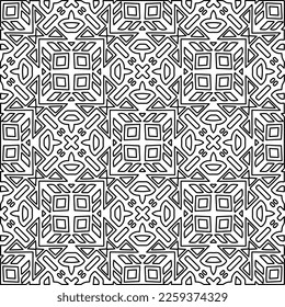 Stylish texture with figures from lines.
Abstract geometric black and white pattern for web page, textures, card, poster, fabric, textile. Monochrome graphic repeating design. 