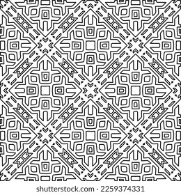 Stylish texture with figures from lines.
Abstract geometric black and white pattern for web page, textures, card, poster, fabric, textile. Monochrome graphic repeating design. 