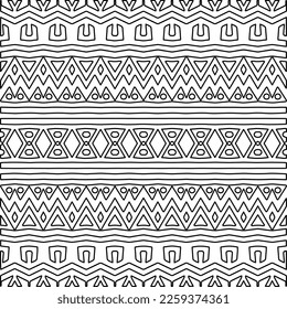 Stylish texture with figures from lines.
Abstract geometric black and white pattern for web page, textures, card, poster, fabric, textile. Monochrome graphic repeating design. 